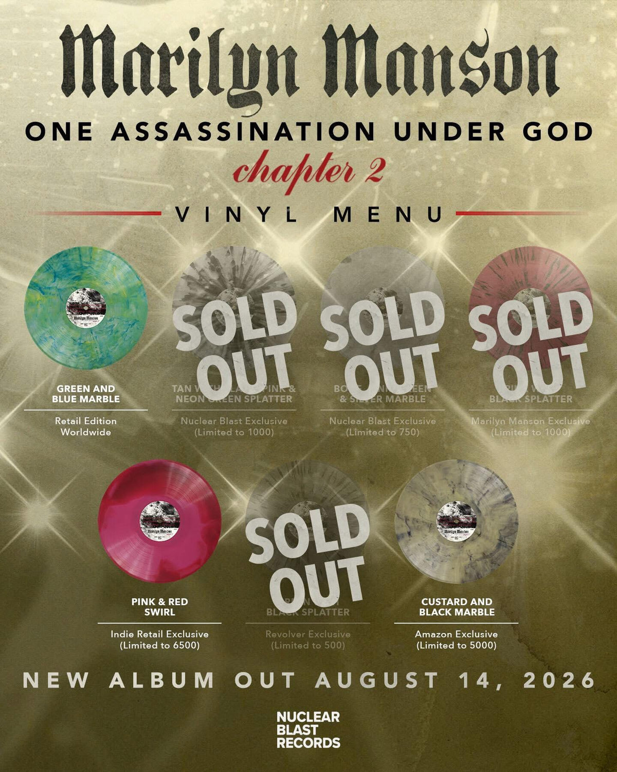 Marilyn Manson - One Assassination Under God - Chapter 2 (Pink/Black Splatter LP)