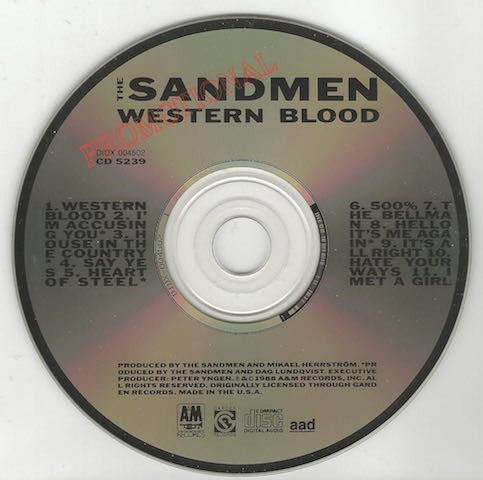 The Sandmen - Western Blood (US PROMO CD)